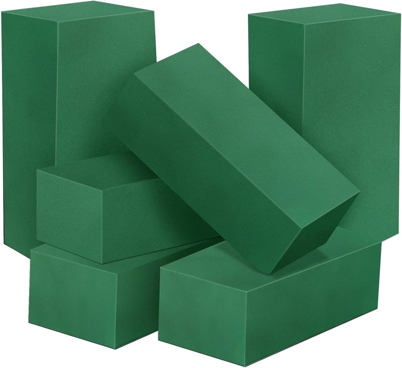 Audab 6 Pcs Floral Foam Blocks for Flower Arrangement, Wet and Dry Green Floral Foam for Wedding, Birthdays, Home Decorations (Small Size 5.5” L x 3.1” W x 1.7” H) - Image 1